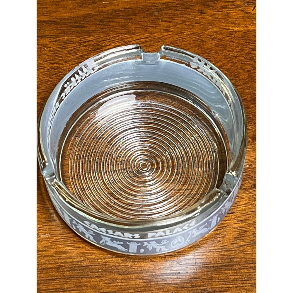 Vintage Caesars Palace Las Vegas Glass Ashtray Roman Casino Gold Trim - Picture 4 of 9